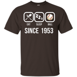 Eat Sleep Baseball Since 1953 T-shirt 64th Birthday Gift Tee_black=