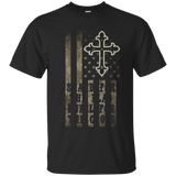 Stand For The Flag, Kneel For The Cross Patriotic T Shirt_black=