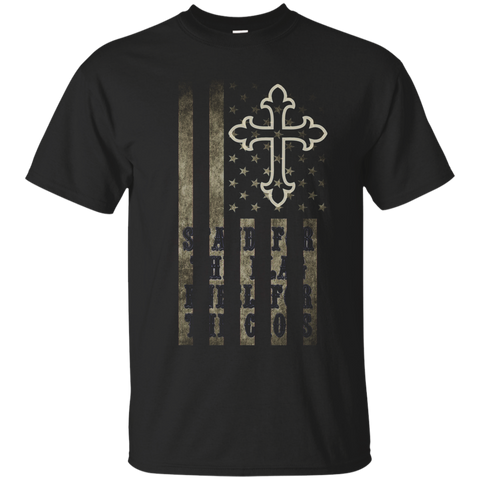 Stand For The Flag, Kneel For The Cross Patriotic T Shirt_black=