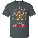 School Christmas T-shirt I'm A 1st Grade Smart Cookie_black=