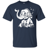 Elephant With Music Headphone T-shirt_black=