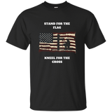 Stand For The Flag, Kneel For The Cross T-shirt Gift_black=