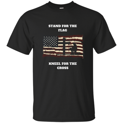 Stand For The Flag, Kneel For The Cross T-shirt Gift_black=