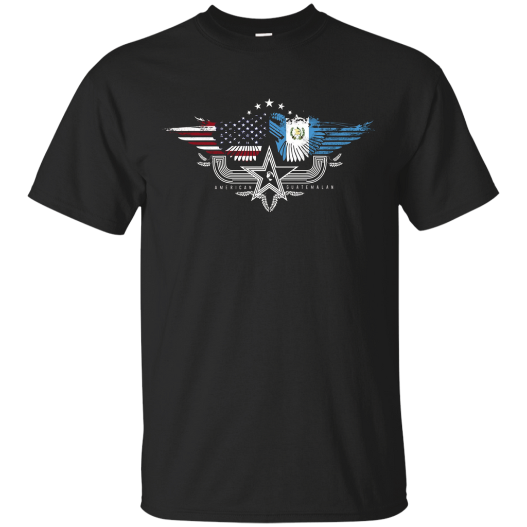 Guatemalan American Flag T Shirt. Guatemala National Flag_black