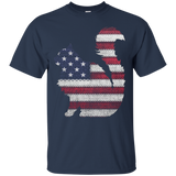 Patriotic MAINE COON American Flag Embroidery T-Shirt_Black
