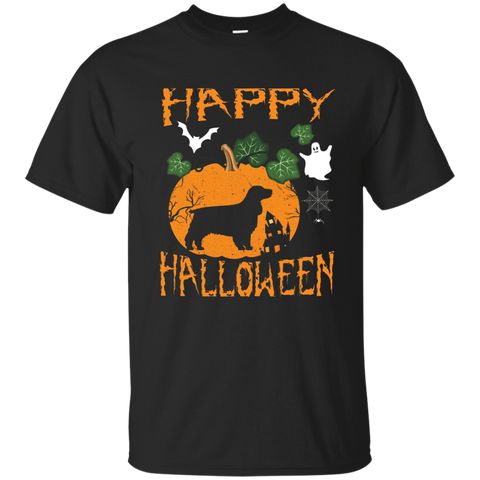 Cocker Spaniel Dog In Pumpkin Happy Halloween Day T-shirt_black