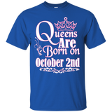 Queens Are Born On October 2nd Funny Birthday T-Shirt_Black