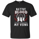 Native Blood Runs Through My Veins Native American T-Shirt_Navy