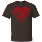 Skull Heart! Goth Dripping Blood T-Shirt_Black