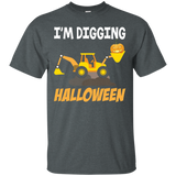 I'm Digging Halloween Pumpkin Yellow Excavator T-shirt_black=