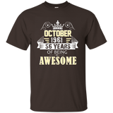 October 1961 Shirt - 56 Years Of Being Awesome T- Shirt_asphalt=