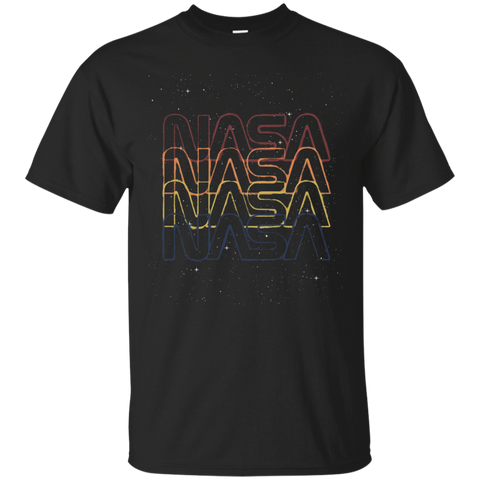 NASA Repeating Rainbow Logo Stars Retro Vintage T-Shirt_Black