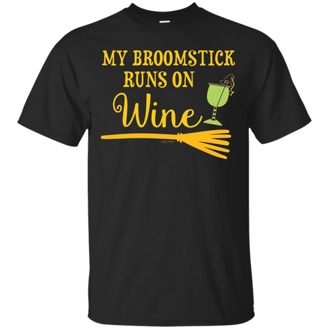 My Broomstick Runs On Wine Best Price Halloween Tshirt_black=