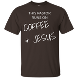 This Pastor Runs on Coffee & Jesus Christian Clergy T Shirt_Black