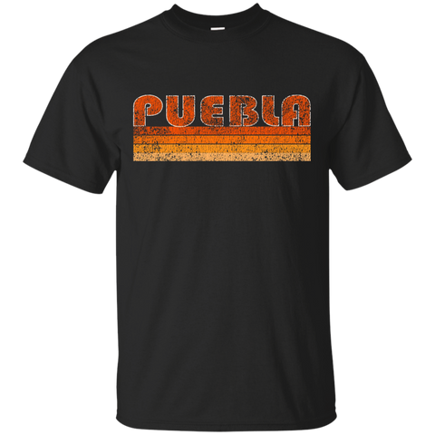 Vintage Retro Puebla Mexico T-Shirt_Black