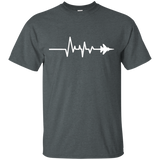 Military Fighter Jet Aircraft Heartbeat Gift T-Shirt_Black