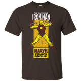 The Invincible Iron Man Retro Comic Side Panel Stamp T-Shirt_Black