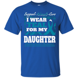 Teal Ribbon For My Daughter. Ovarian Cancer Awareness Shirt_Black