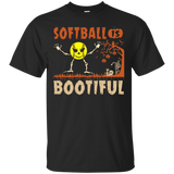 Softball Is Bootiful Spooky Halloween T-shirt Sports Lovers_black=