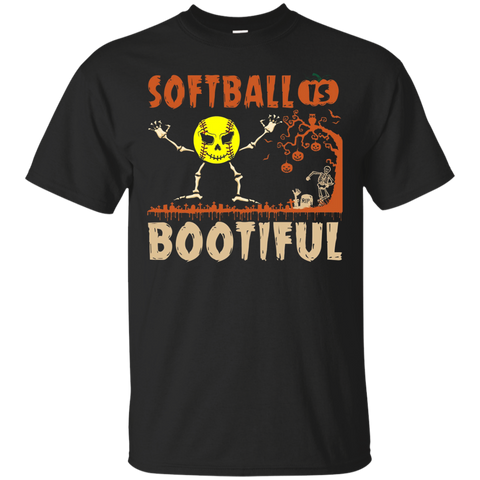 Softball Is Bootiful Spooky Halloween T-shirt Sports Lovers_black=