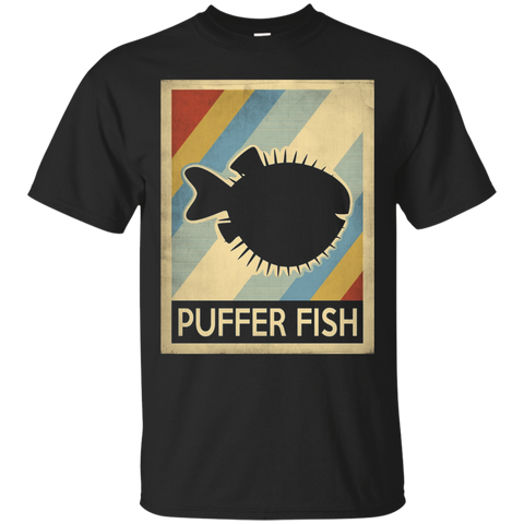 Vintage style puffer fish shirt_Black