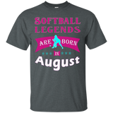 Top Girls Softball Legends Born in August Fun Gift TShirt_Black