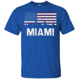 Miami FL American Flag Skyline Distressed T-Shirt_Black