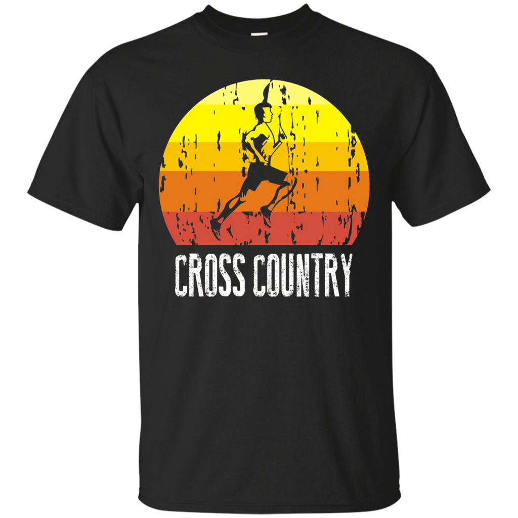 Retro Distressed Cross Country Running T-Shirt For Runners_Black