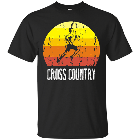 Retro Distressed Cross Country Running T-Shirt For Runners_Black