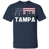 Tampa FL American Flag Skyline T-Shirt_Black