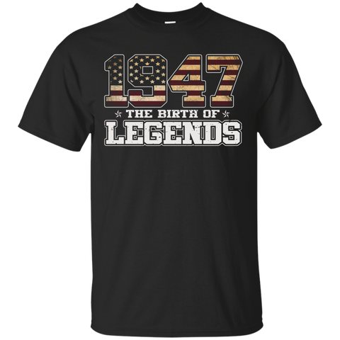 Birthday Gift For 70 Years Old 1947 T Shirt American Flag_black=