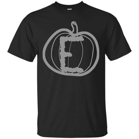 Letter E Pumpkin Name Initials Monogram T-shirt_black=