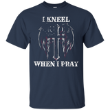 I Stand For The Flag T Shirt I Kneel To Pray Cross American_black