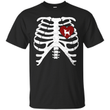 Skeleton Rib Cage T-Shirt with TEACUP CHIHUAHUA_Black