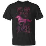 This Girl Dreams About Horses T Shirt I Love Horse Riding_Black