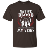 Native Blood Runs Through My Veins Native American T-Shirt_Navy