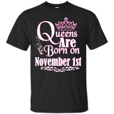 Queens Are Born On November 1st Funny Birthday T-shirt_black=