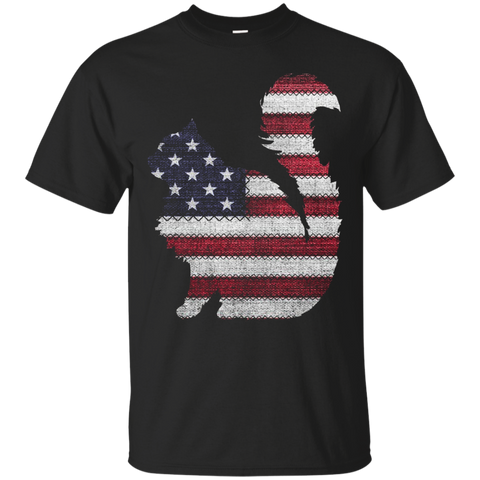 Patriotic MAINE COON American Flag Embroidery T-Shirt_Black