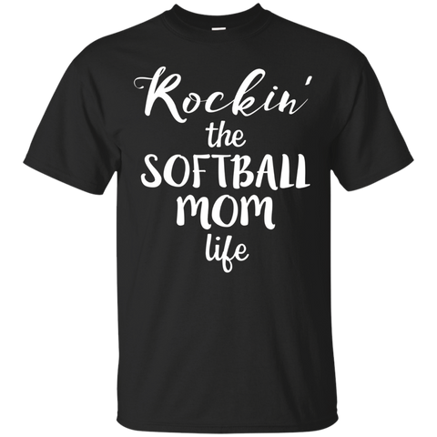 ROCKIN' THE SOFTBALL MOM LIFE Fastpitch Mother T-Shirt_Black