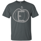 Letter E Pumpkin Name Initials Monogram T-shirt_black=