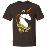 Halloween Unicorn Witch Hat T-shirt Costume_black=