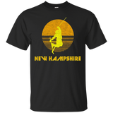 Retro New Hampshire T-Shirt Distressed Skiing Tee_Black