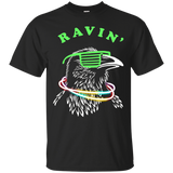 Ravin Raven T-Shirt - Rave Party Neon Bird Funny Tee_Black