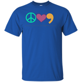Peace, Love, And The Oxford Comma Writers T-shirt_Black