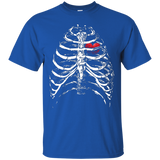 Skeleton Xray Rib Cage Bones Heart - Black Halloween T-Shirt_Black