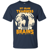 1st Grade Teachers Love Brains Halloween T-shirt_black=