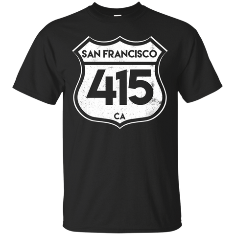 San Francisco 415 Area Code T-Shirt Vintage Road Sign Tee_Black