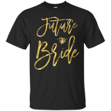 Womens Future Bride Bachelorette Party Shirts Faux Gold Brilliant_Black