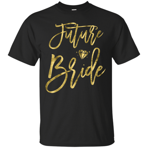 Womens Future Bride Bachelorette Party Shirts Faux Gold Brilliant_Black