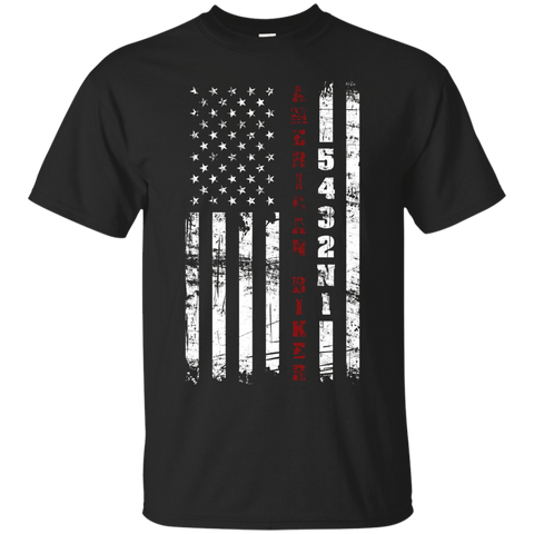 American Biker Us Flag Motorcycle Gears 5 Speed T-shirt_black